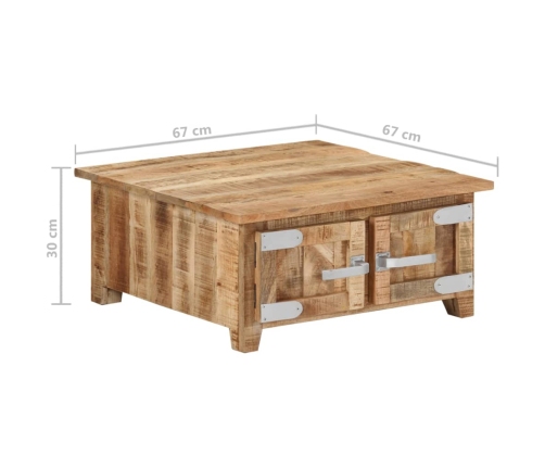 vidaXL Mesa de centro de madera maciza de mango 67x67x30 cm