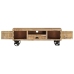 Mueble TV con ruedas madera maciza de mango rugosa 110x30x37 cm