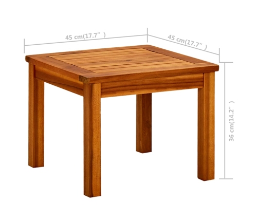 Mesa de centro de jardín madera maciza de acacia 45x45x36 cm