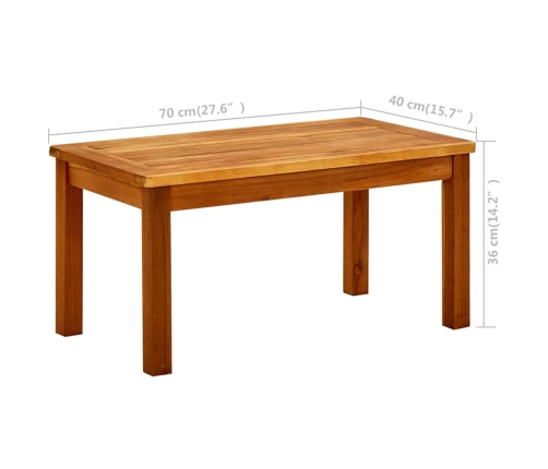 vidaXL Mesa de centro de jardín madera maciza de acacia 70x40x36 cm