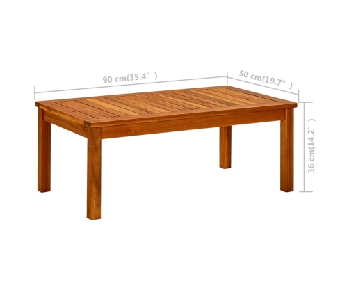 vidaXL Mesa de centro de jardín madera maciza de acacia 90x50x36 cm