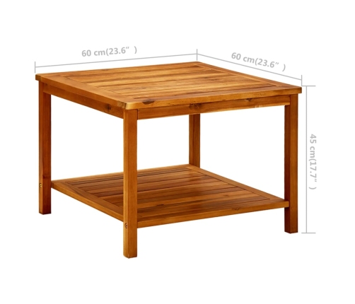 Mesa de centro de madera maciza de acacia 60x60x45 cm