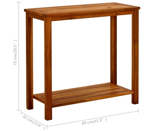 Mesa consola de jardín madera maciza de acacia 80x35x75 cm