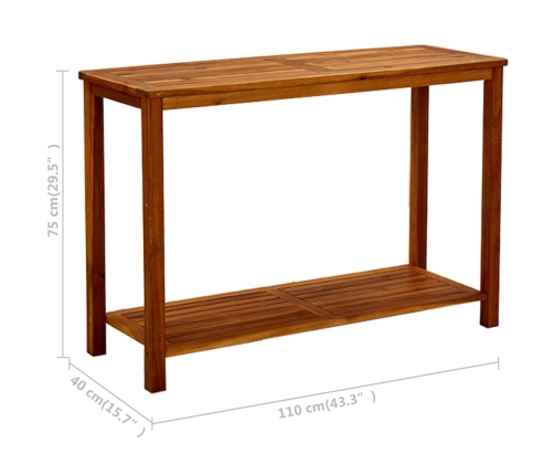 Mesa consola de jardín madera maciza de acacia 110x40x75 cm