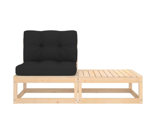Muebles de jardín 2 piezas con cojines madera maciza de pino