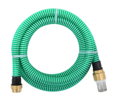 Manguera de succión con conectores de latón PVC verde 29 mm 3 m