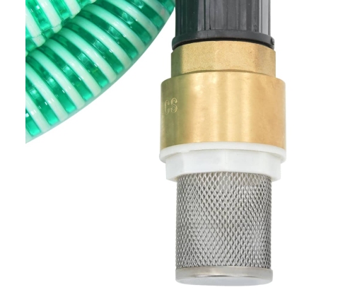 Manguera de succión con conectores de latón PVC verde 29 mm 4 m