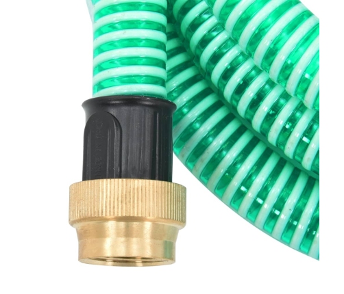 Manguera de succión con conectores de latón PVC verde 29 mm 5 m