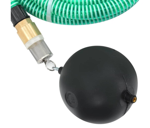 Manguera de succión con conectores de latón PVC verde 29 mm 15m