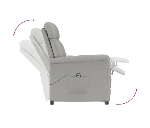 Sillón reclinable eléctrico piel de ante sintética gris claro