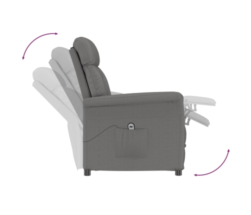 Sillón reclinable eléctrico piel de ante sintética gris oscuro