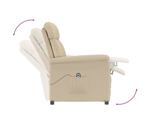 Sillón reclinable eléctrico piel de ante sintético crema