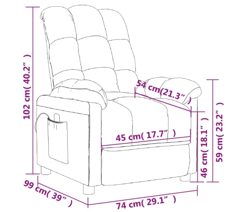 Sillón reclinable eléctrico tela gris claro