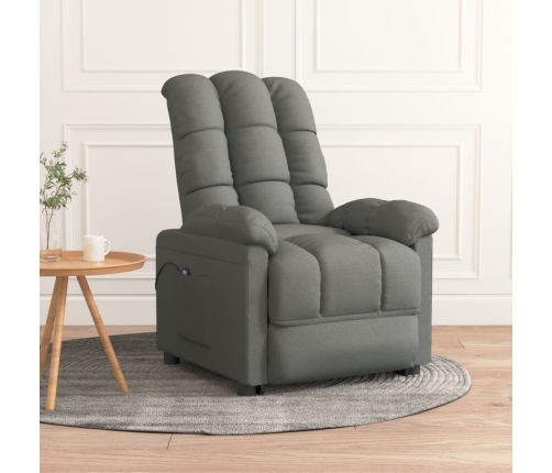 Sillón reclinable eléctrico de tela gris oscuro