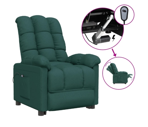 Sillón reclinable eléctrico tela verde oscuro