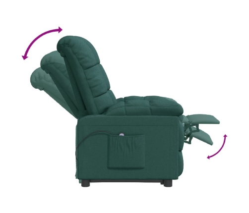 Sillón reclinable eléctrico tela verde oscuro