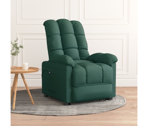 Sillón reclinable eléctrico tela verde oscuro