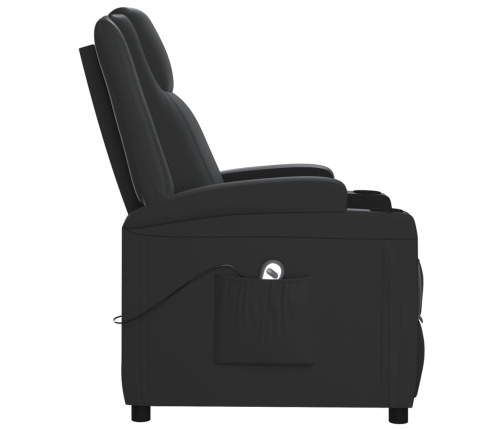 Sillón reclinable eléctrico de cuero sintético negro