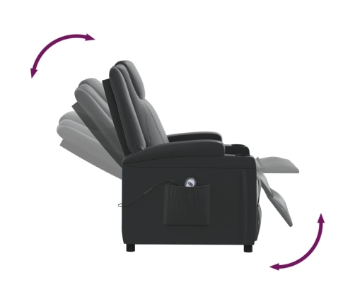 Sillón reclinable eléctrico de cuero sintético negro