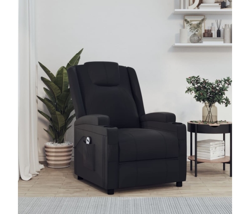 Sillón reclinable eléctrico de cuero sintético negro