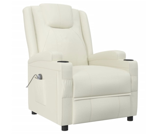 Sillón reclinable eléctrico de cuero sintético blanco crema