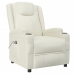 Sillón reclinable eléctrico de cuero sintético blanco crema