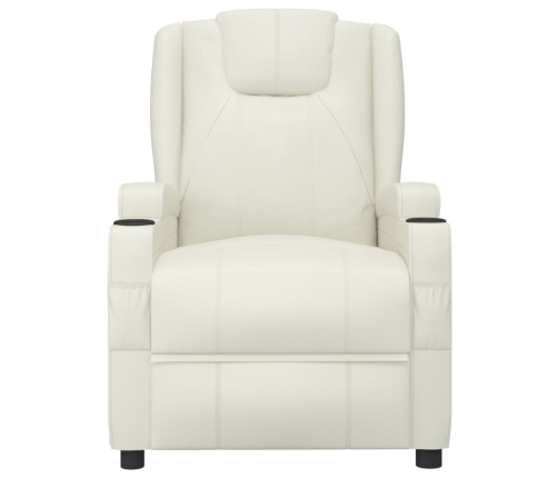 Sillón reclinable eléctrico de cuero sintético blanco crema