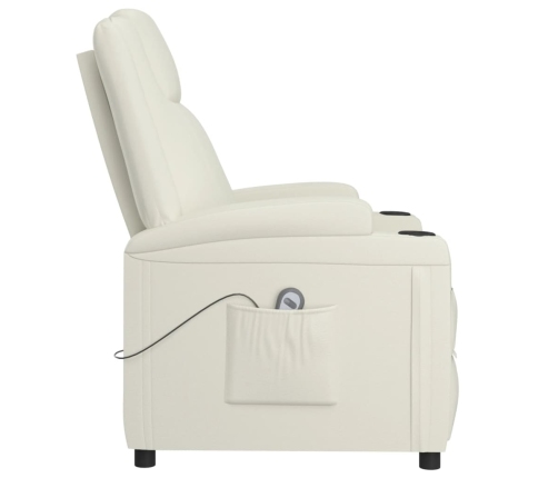 Sillón reclinable eléctrico de cuero sintético blanco crema