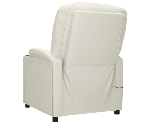 Sillón reclinable eléctrico de cuero sintético blanco crema