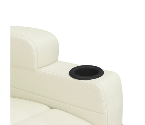 Sillón reclinable eléctrico de cuero sintético blanco crema