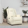 Sillón reclinable eléctrico de cuero sintético blanco crema