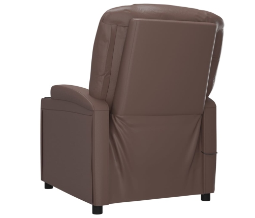 Sillón reclinable eléctrico de cuero sintético marrón