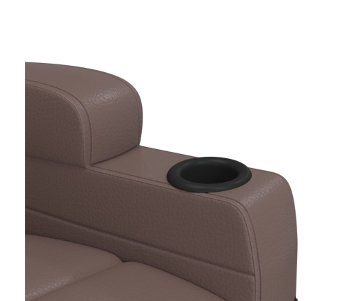 Sillón reclinable eléctrico de cuero sintético marrón