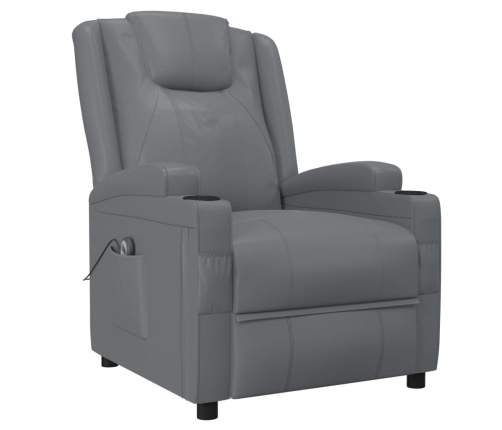 Sillón reclinable eléctrico cuero sintético gris antracita