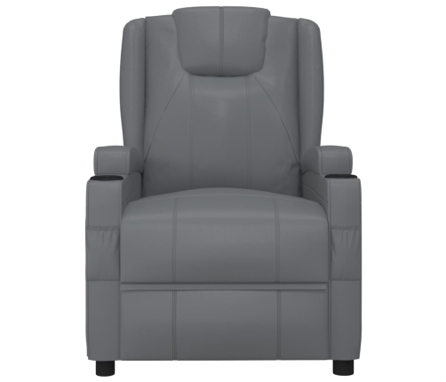 Sillón reclinable eléctrico cuero sintético gris antracita