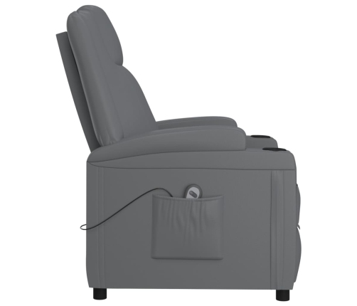 Sillón reclinable eléctrico cuero sintético gris antracita