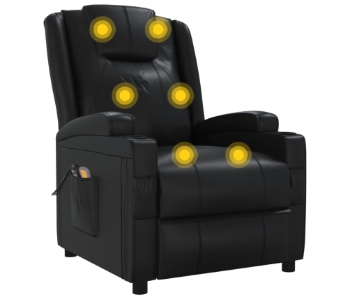 Sillón de masaje eléctrico cuero sintético negro