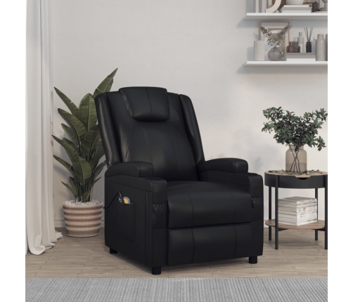 Sillón de masaje eléctrico cuero sintético negro