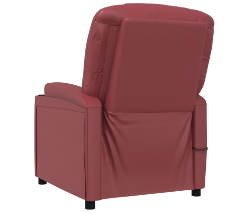 Sillón de masaje eléctrico cuero sintético rojo tinto