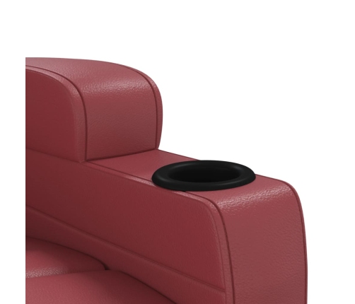 Sillón de masaje eléctrico cuero sintético rojo tinto