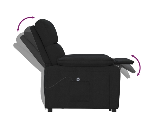 Sillón reclinable eléctrico de tela negro