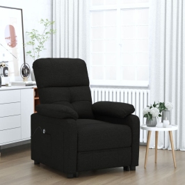 Sillón reclinable eléctrico de tela negro