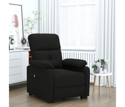 Sillón reclinable eléctrico de tela negro