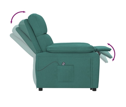 Sillón reclinable eléctrico tela verde oscuro