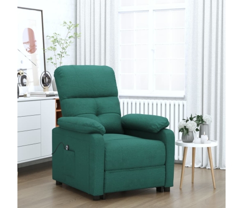 Sillón reclinable eléctrico tela verde oscuro