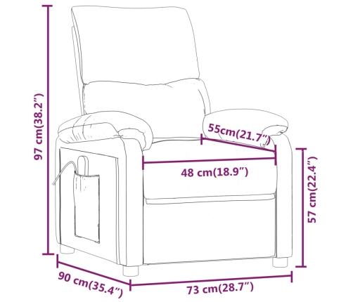 Sillón reclinable eléctrico de tela crema