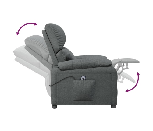 Sillón reclinable eléctrico de tela gris oscuro