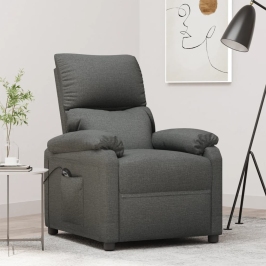 Sillón reclinable eléctrico de tela gris oscuro