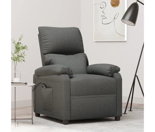 Sillón reclinable eléctrico de tela gris oscuro