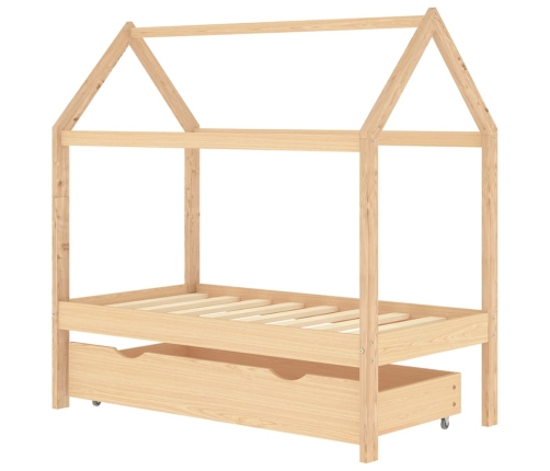 Estructura de cama infantil con cajón madera de pino 70x140 cm